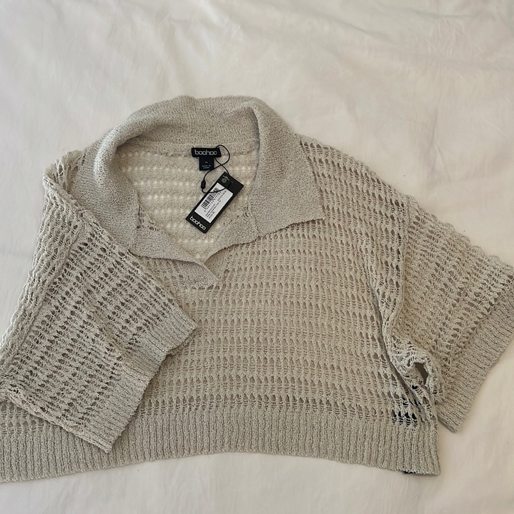Boohoo crochet knit shirt